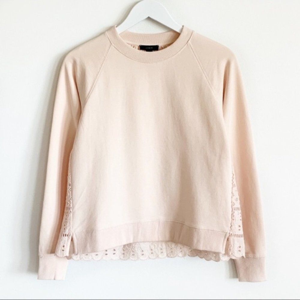 New J. Crew Eyelet Back Sweatshirt Peach Small S Patel Pink - Picture 2 of 9